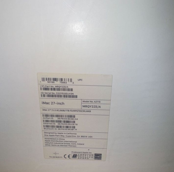 Apple iMac 27” Retina 5K (2019) with the 1 TB Fusion