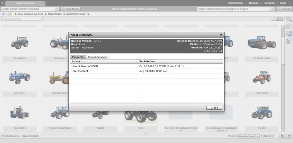 Instalare CNHI Case New Holland Industrial Fiat Ford catalog de piese
