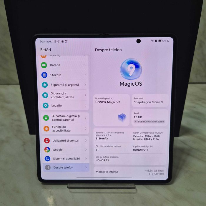 Telefon Honor MAgic V3 Negru 512gb / 12gb Cutie Factura Garantie 34403