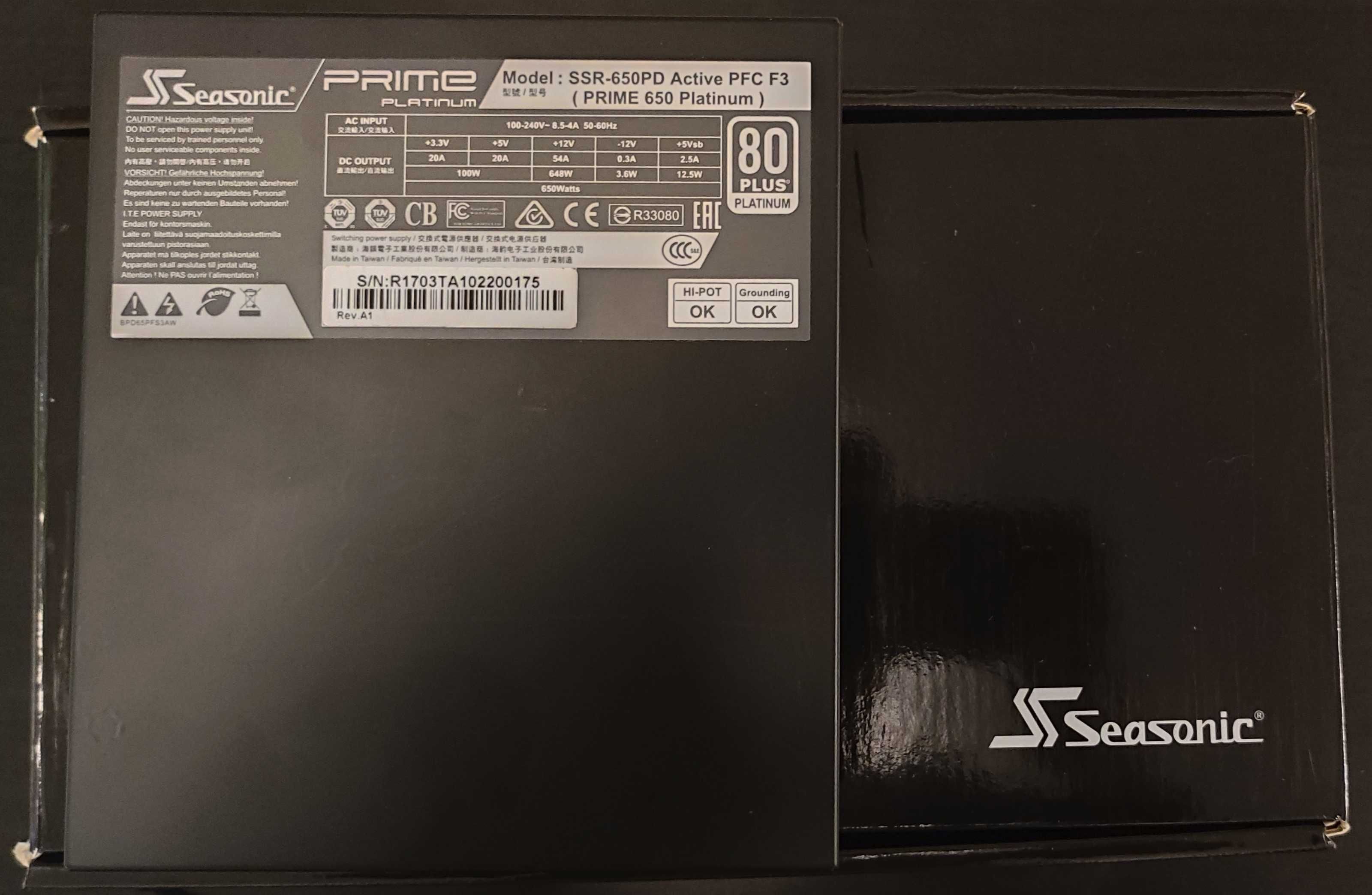 Sursa Seasonic Prime 650W 80 PLUS Platinum (Full-Modulara + garantie)