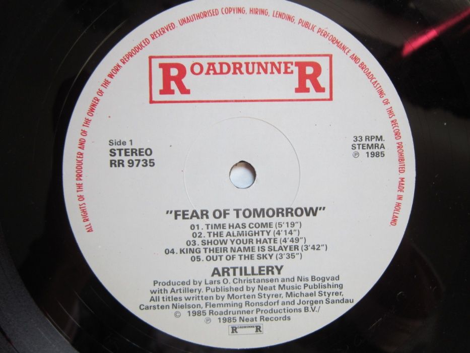 vinil Artillery Fear Of Tomorrow firstAlbum Olanda'85 Heavy Metal
