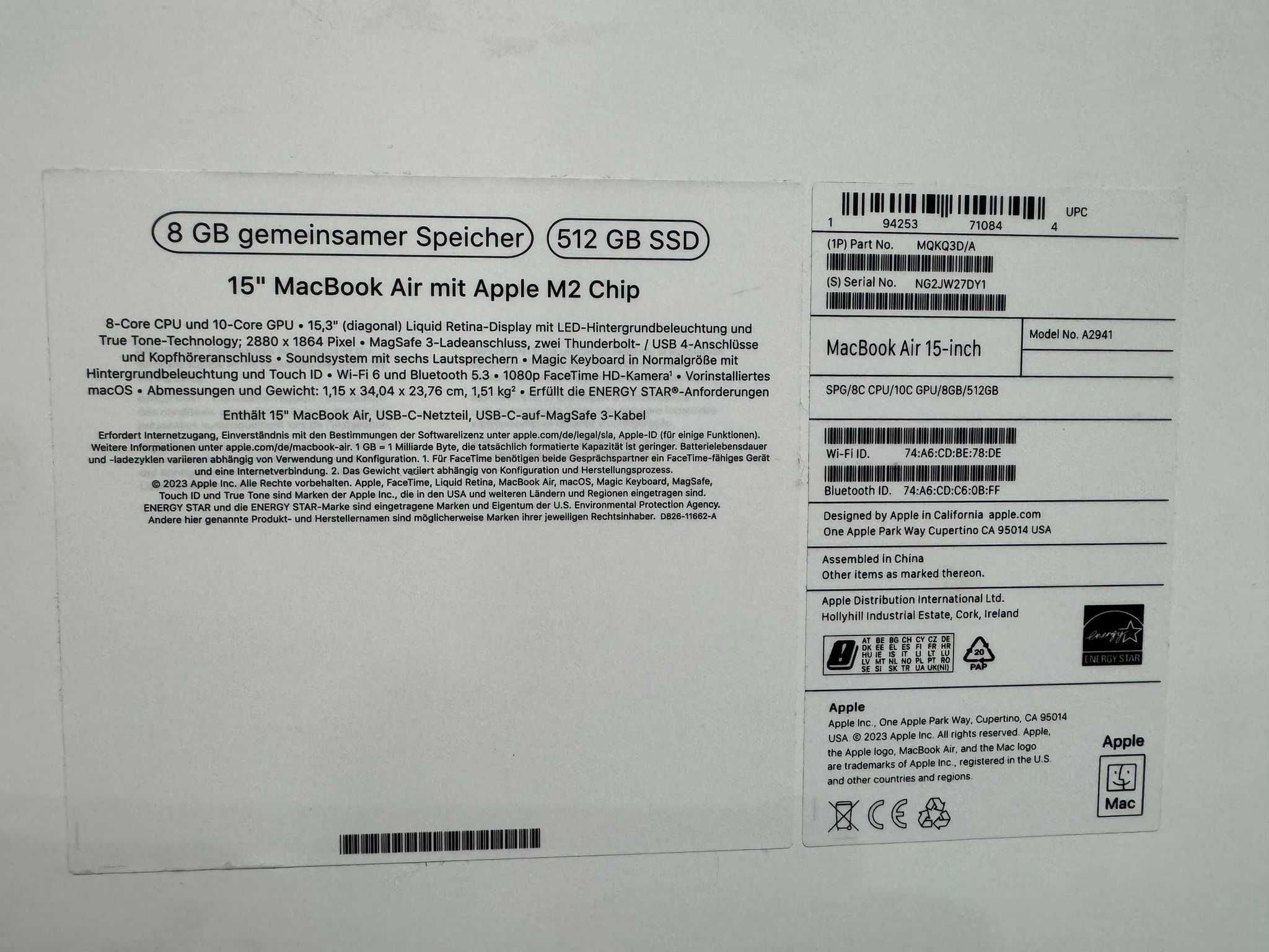 MacBook Air M2 15-inch 512SSD/8GB SIgilat