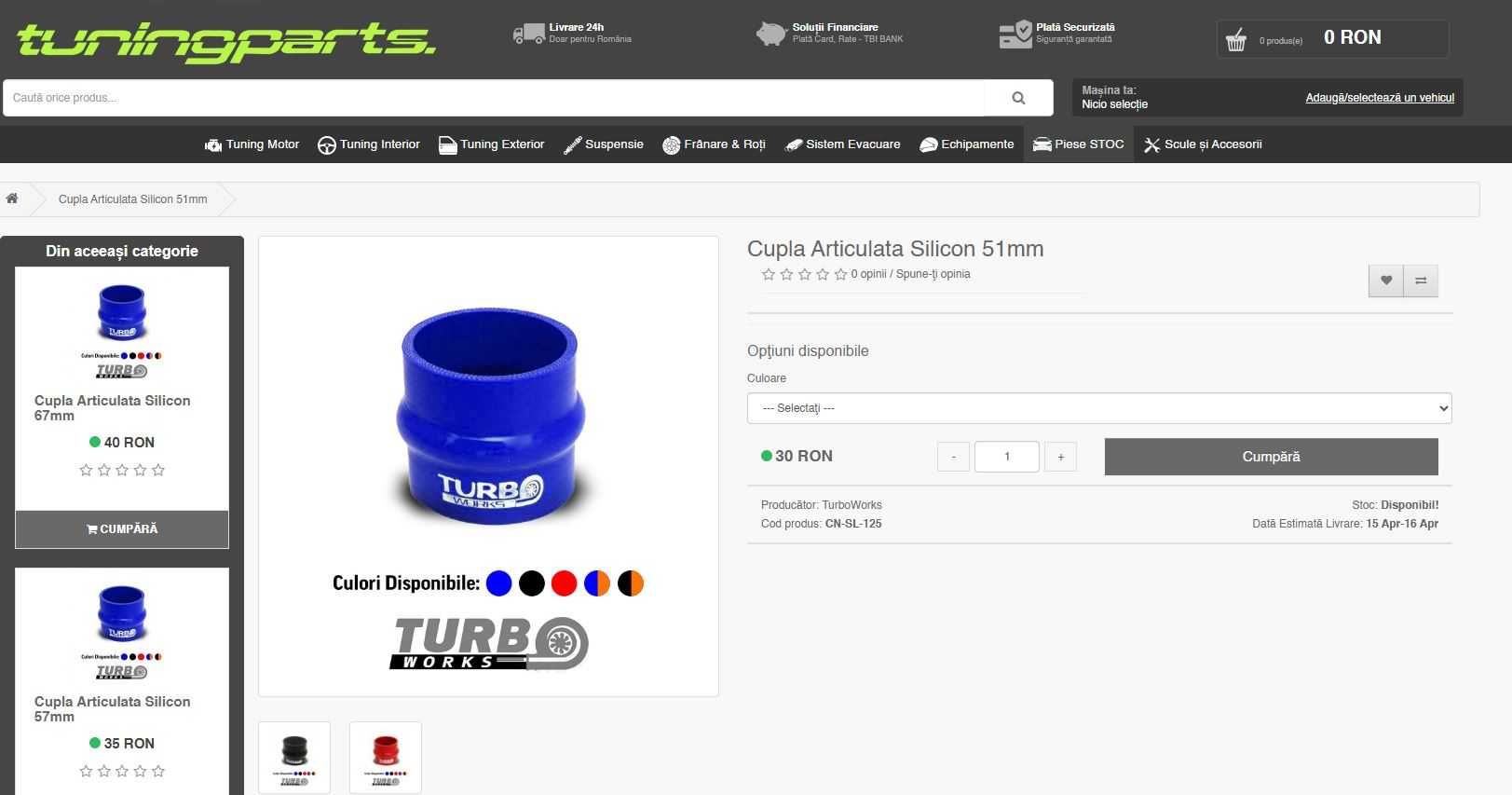 Cupla turbosuflanta Articulata Silicon 51mm cu rezistenta la : -50 - +