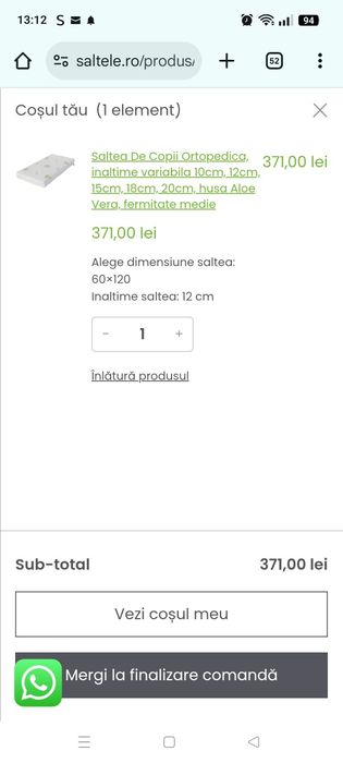 Saltea bebe ortopedica medicinala 120*60*12