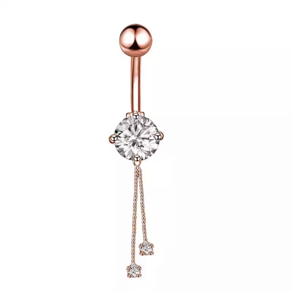 Pierce buric Titan pietre cristale swarovski rotund diamant rose gold