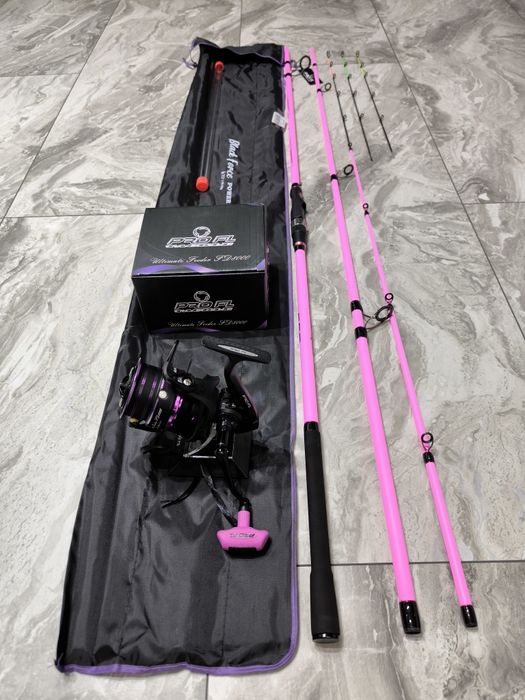 Feeder FL BLACK FORCE PINK 3.90m 60-180g + Mulineta PRO FL 8000