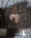 flacon mic de parfum vintage din bronz, turcoaz, argint, monede și cor