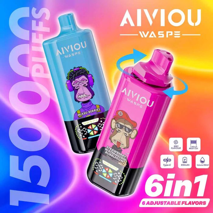 Promo !Vape Waspe 150.000 puffuri 6in 1 Hexagon !