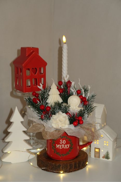 Букет от соеви свещи,коледни