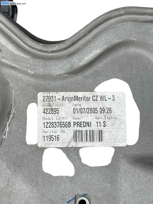 Macara Electrica cu Sufe si Cleme pentru Geam de pe Portiera Dreapta Fata Skoda Octavia 2 2004 - 2013 Cod 1Z2837656B [B4127]