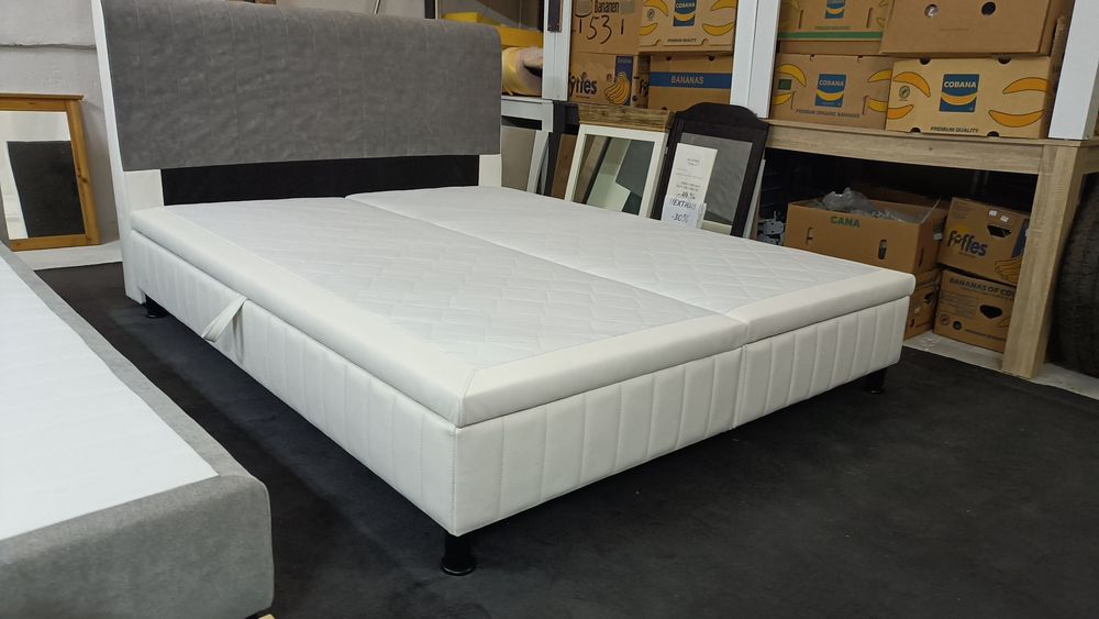 Pat tapițat , ecopiele și textil ,lada,160cm/200 cm, nou