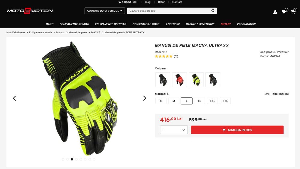 Manusi moto piele Macna ULTRAXX - marime L