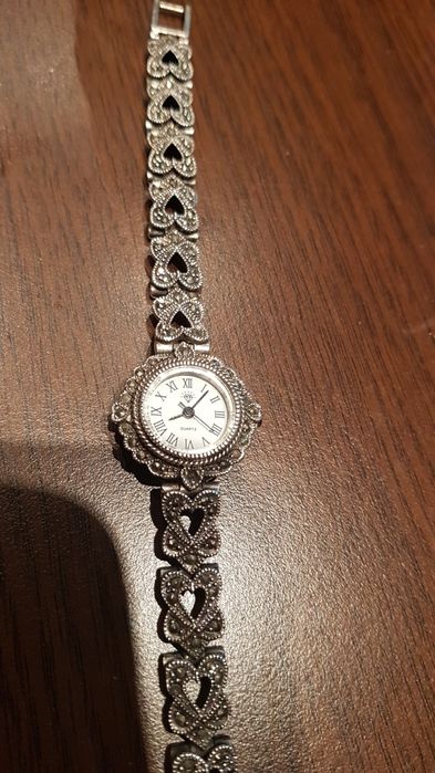 Ceas dama argint 925,mecanism myiota japonez,marcasite,stare perfecta