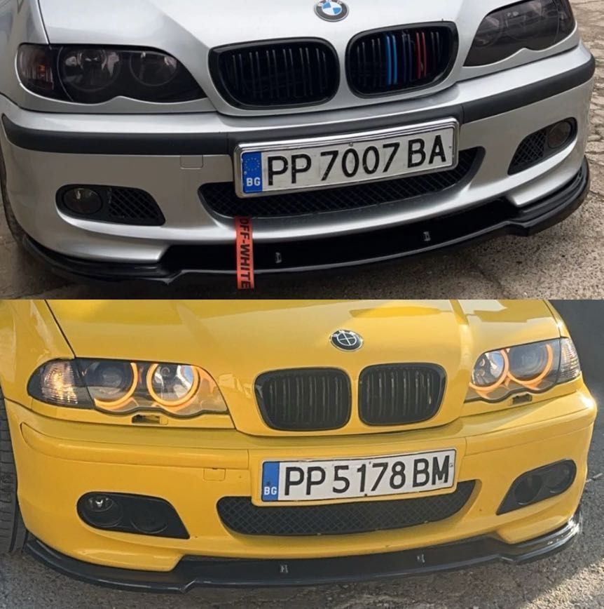 Лип спойлер/ Нож предна броня BMW E46 – черен гланц - М визия Тунинг