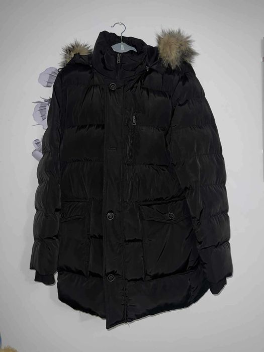 Geaca Iarna Puff cu Blanita si gluga detasabila neagra