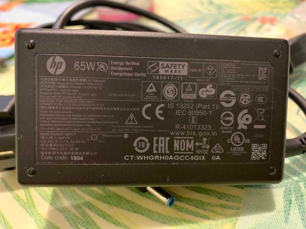 Incarcator / charger original HP mufa mica albastra - HP 65W Smart