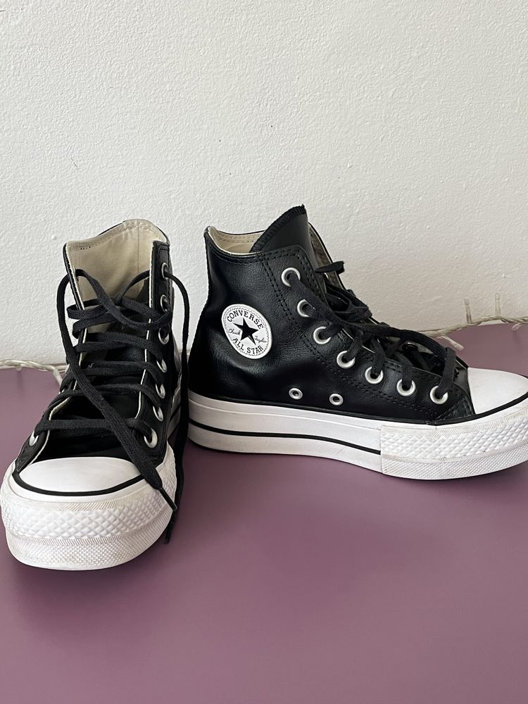 Converse от естествена кожа с дебела подметка