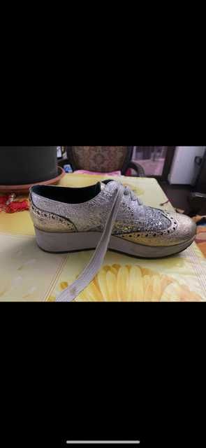 Pantofi Musette argintiu/auriu