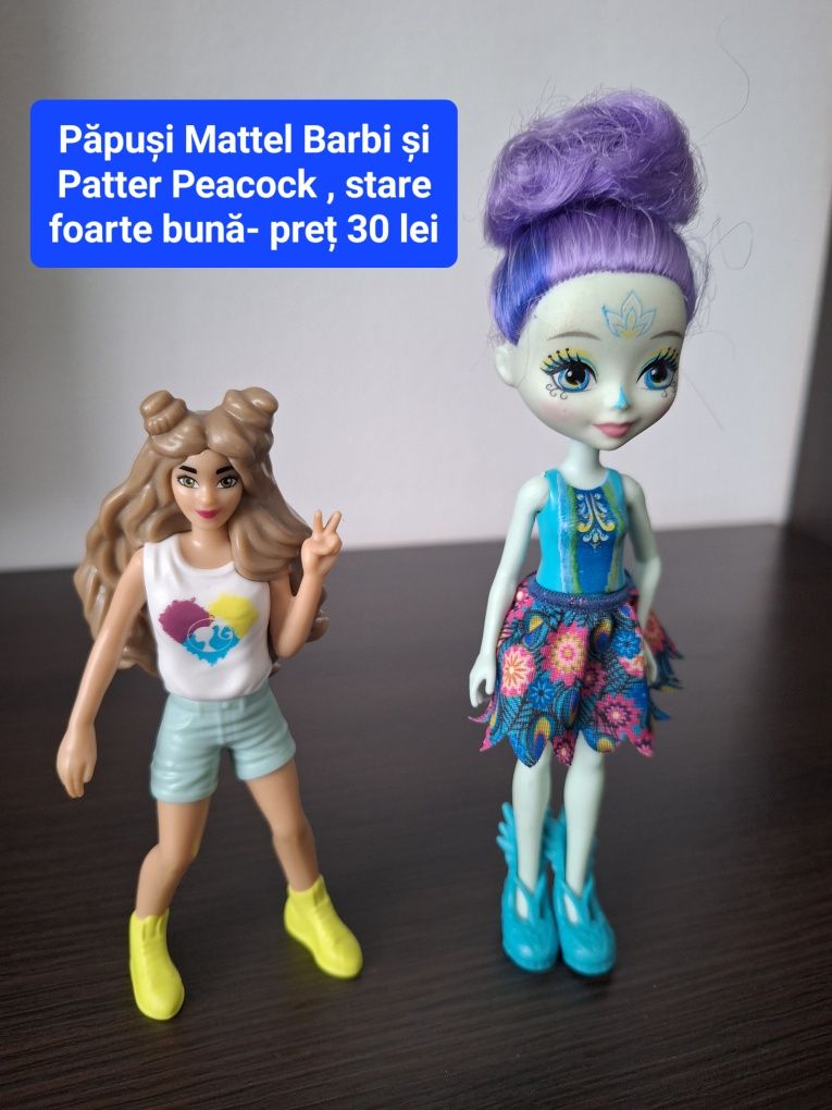 Păpuși Mattel Barbi și Patter Peacock.
