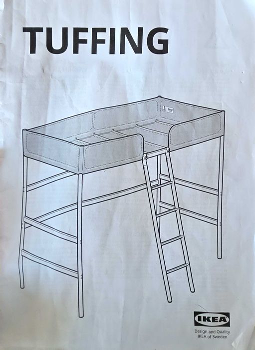 TUFFING Cadru pat supraetajat, gri închis, 90x200 cm