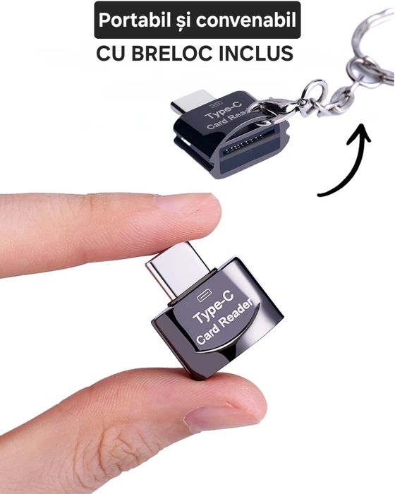 Cititor carduri SD cu breloc USB 3.0.Mufă UsbC. Compatibil Android/IOS