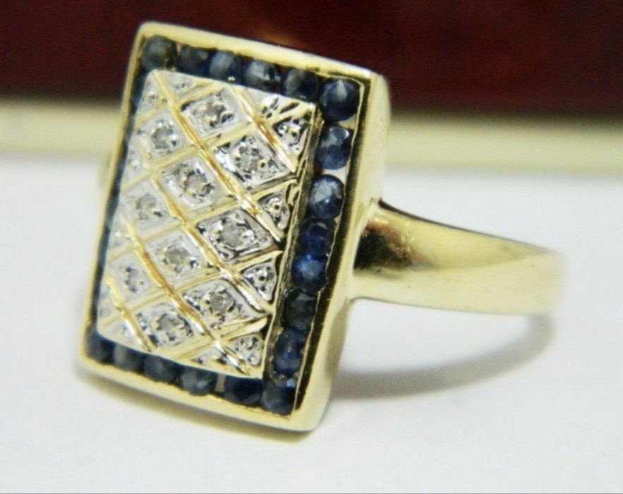 Inel aur 585 diamante si safire