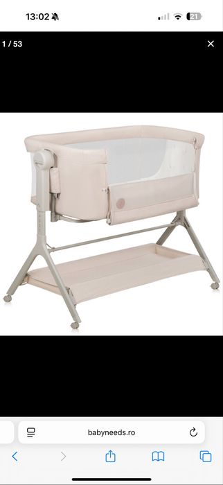 Patut co-sleeper, Lionelo, Leonie Plus, Pliabil, Cu sistem de leganare