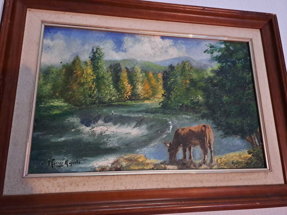 tablou pictura pe pfl 72/52 cm semnat Ferrer Miguel