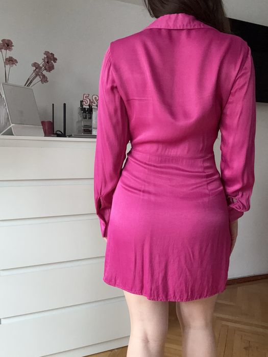 Rochie zara roz satinata