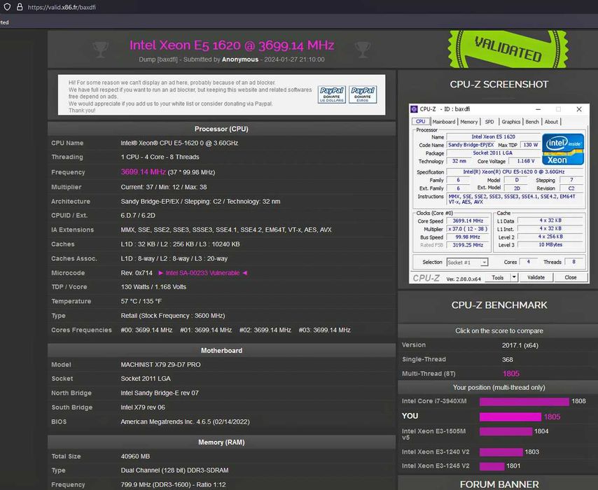 X79 Intel i7 40GB RAM 480GB SSD Delux 600W