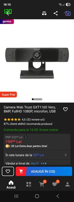 Webcam trust 1080P 8Mp