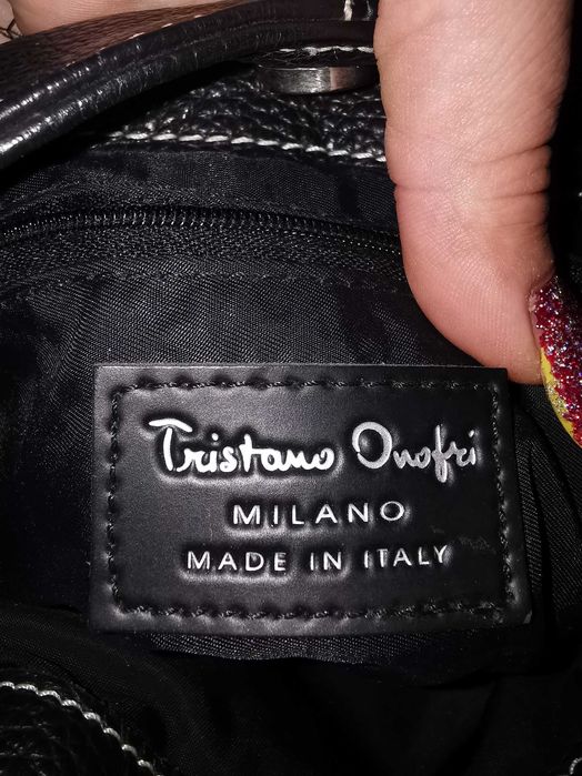 Geanta medie din piele naturala și blana