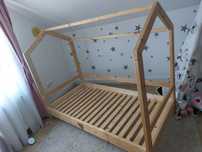Pat casuta Montessori lemn masiv brad 100X200, cu saltea Bien Dormir
