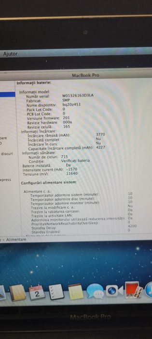 Laptop MacBook pro i7 ssd 250