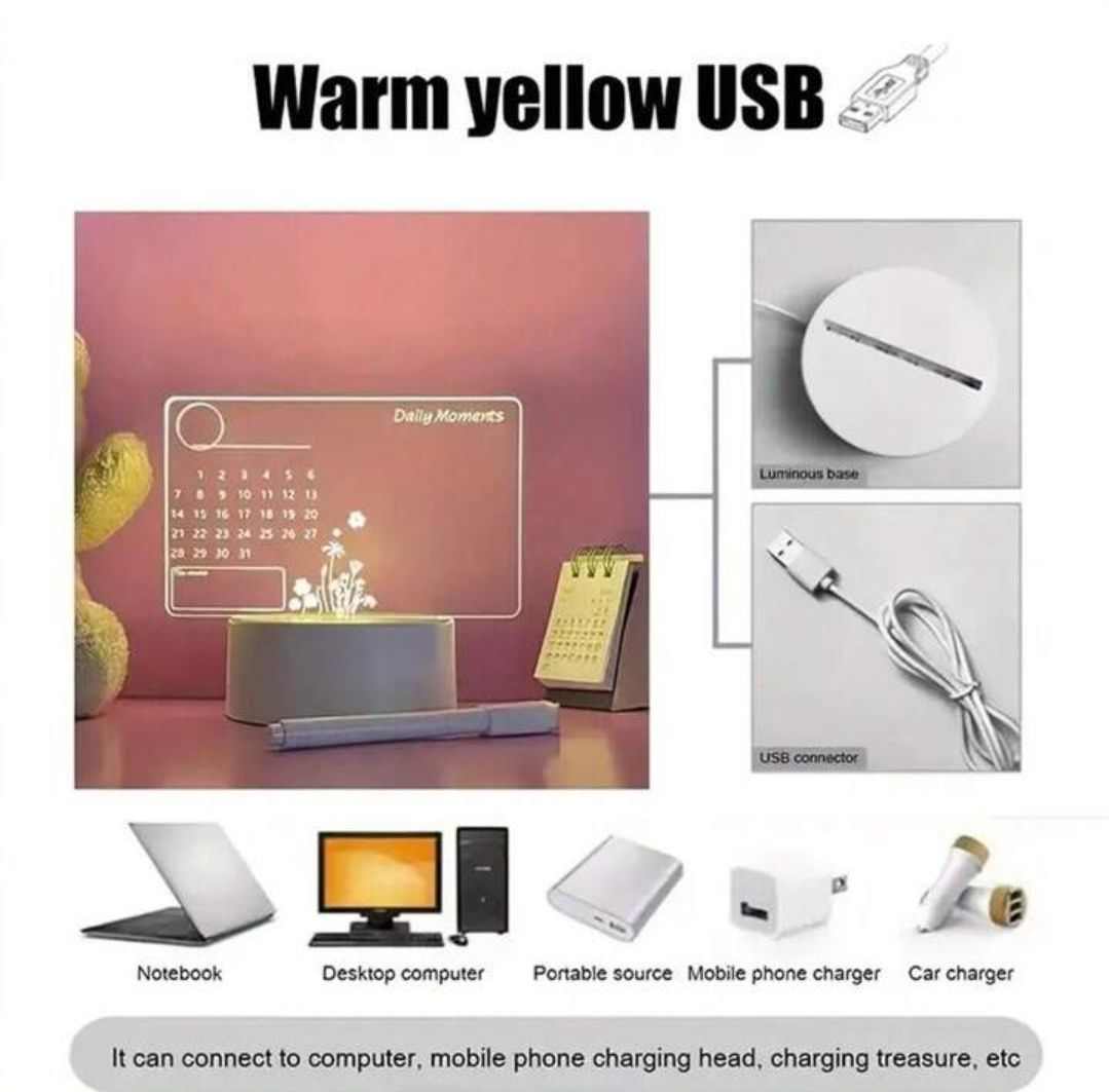 Led лампа със стойка-3D календар/планер