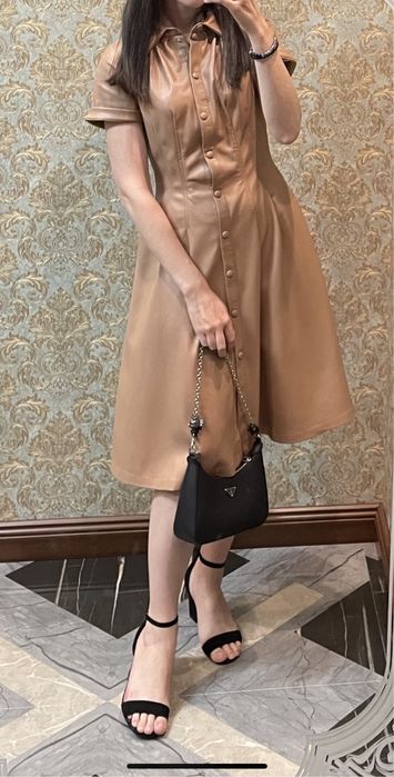 Платье кожанное теплое