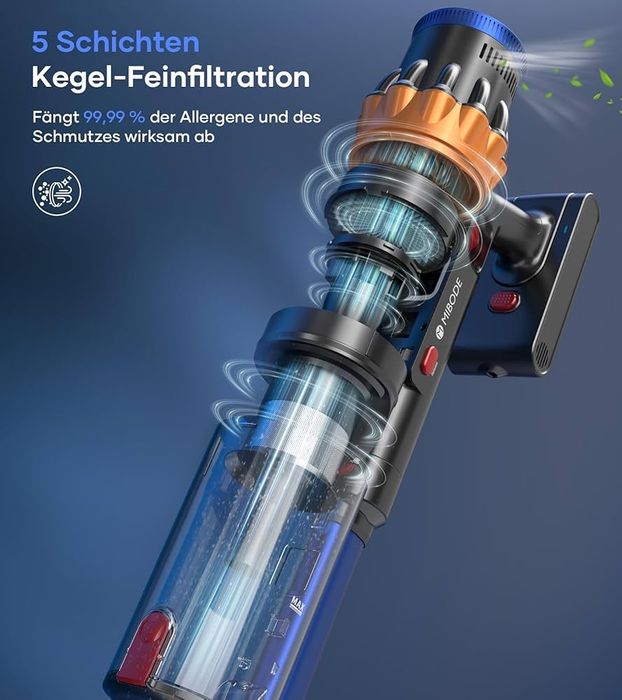 Ликвидация !!!Безжична прахосмукачка MIBODE 45000 Pa/550 W/70 min