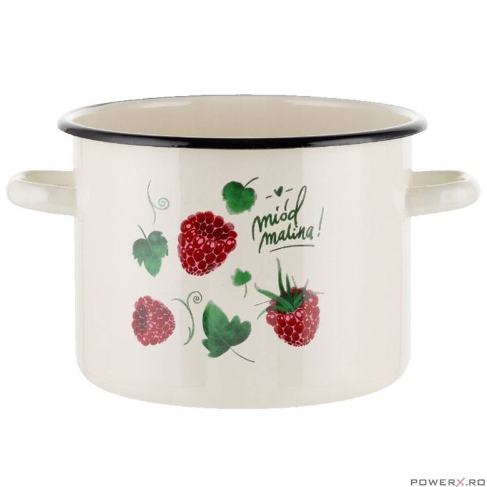 Oala din otel emailat crem, 22cm, 6l, Malina, Florina