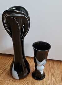 ваза за цветя комплект черно/бяло стъкло