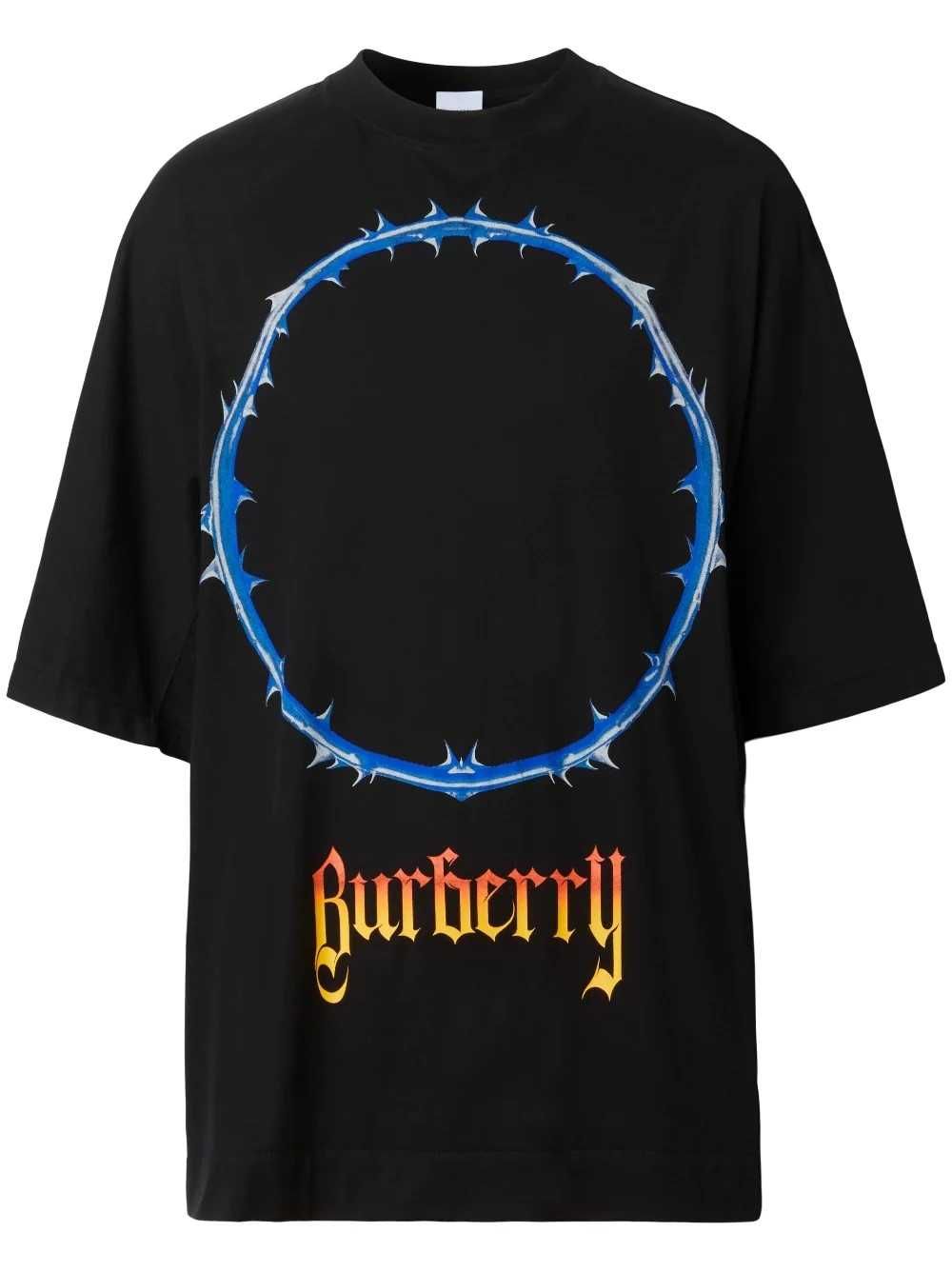 BURBERRY Black Thorn Logo Oversized Мъжка Тениска M (L) и XL (XXL)