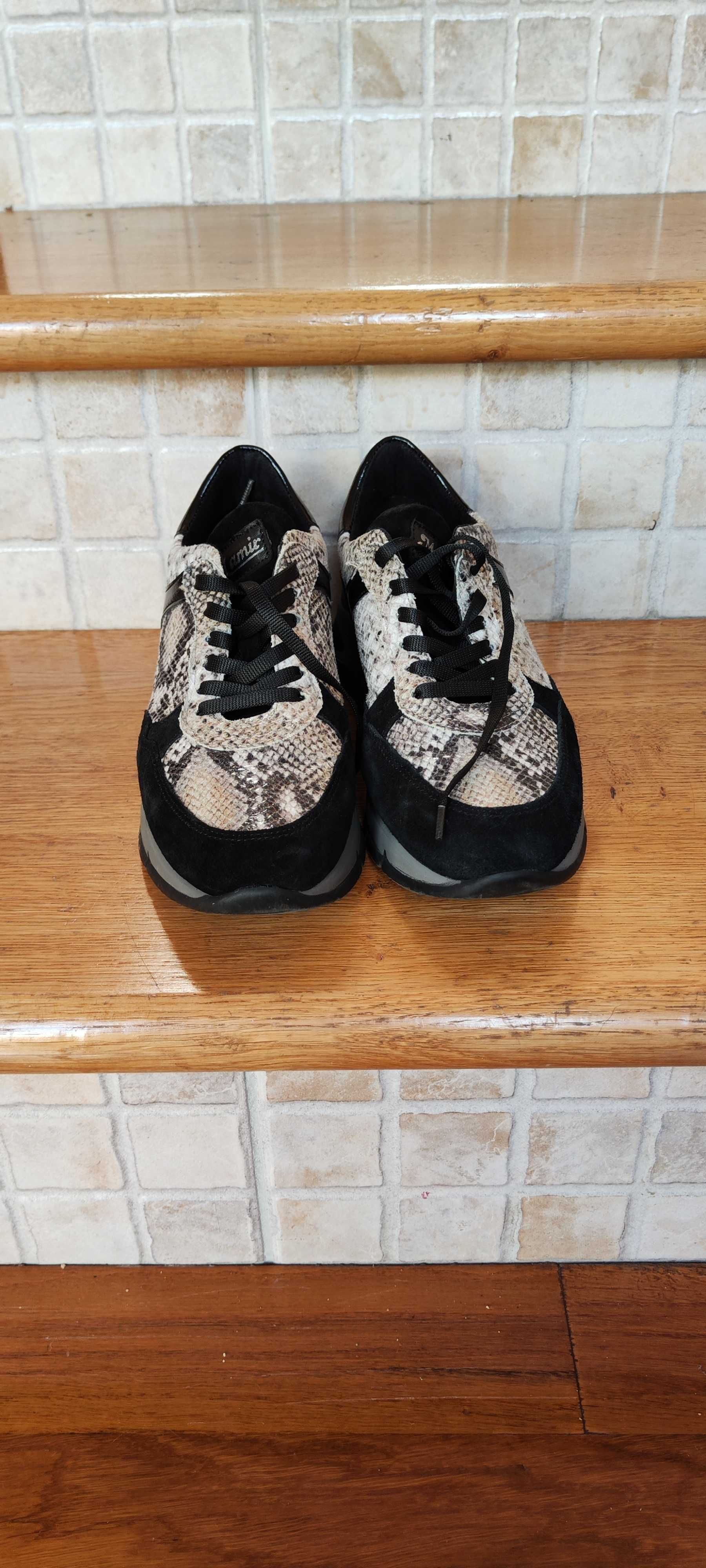 Sneakers piele naturala, animal print, mar 38