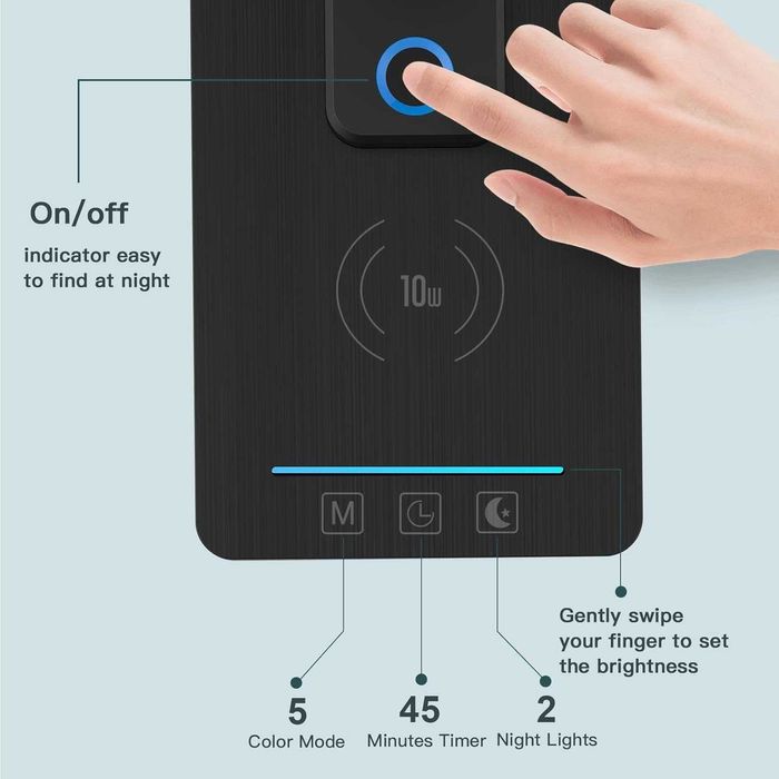 Lampă de birou LED reglabilă cu funcție de încărcare cu ceas, 10 W