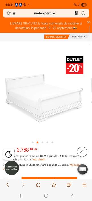 Pat Mobexpert lemn masiv MDF cu saltea si somiera