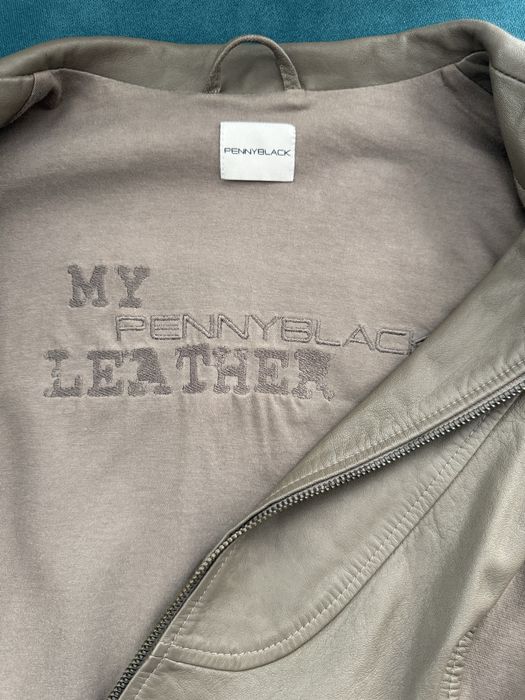 Бежово сиво кожено яке Pennyblack