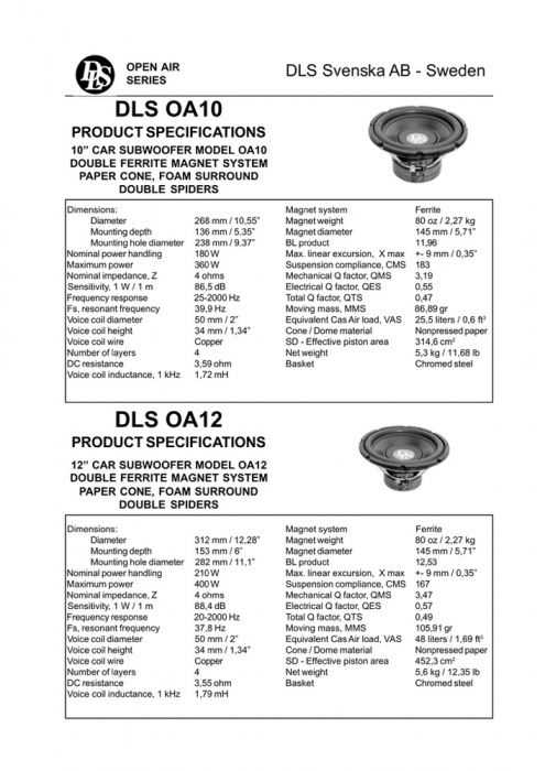 Subwoofer DLS OA10 open air