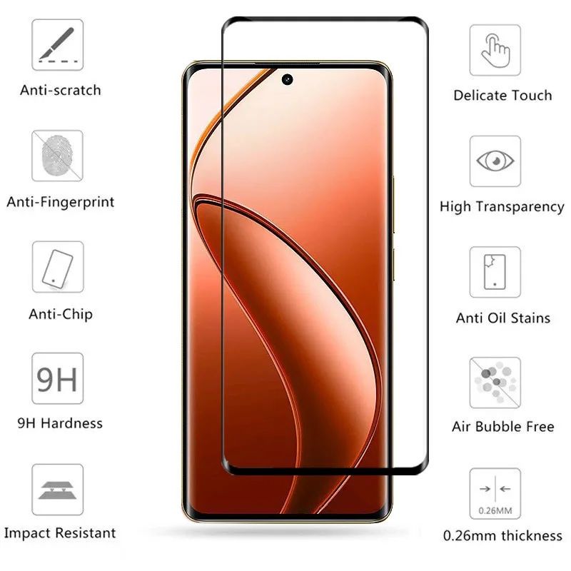 Realme 14 Pro+ 12 Pro Plus GT7 Pro / 3D ЦЯЛО ЛЕПИЛО Стъклен протектор