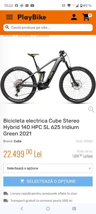 Vând bicicletă electrică full'suspension carbon CUBE