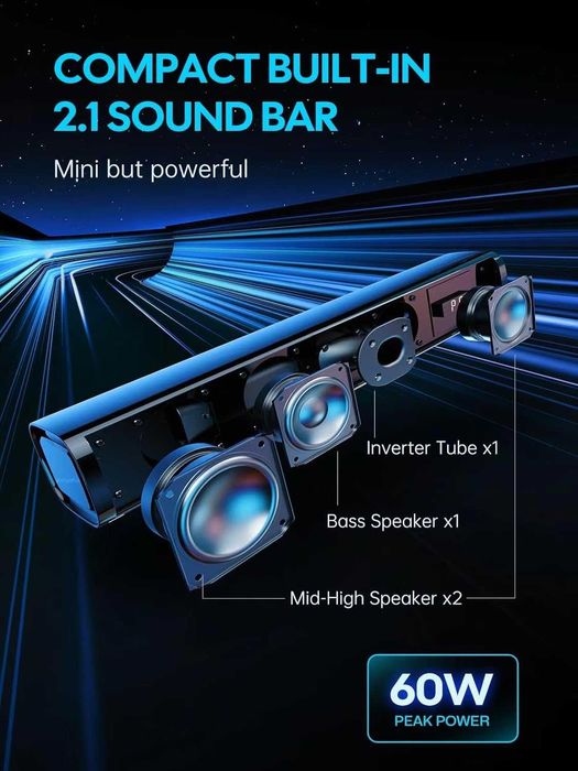 Soundbar MEVOSTO 60W cu subwoofer integrat, 40 cm ,telecomanda