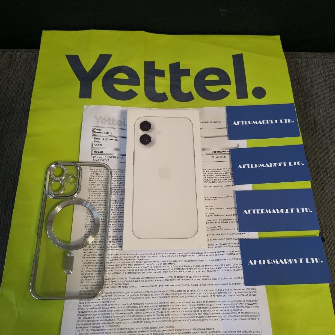 97% КАТО НОВ 256GB iPhone 16 Гаранция Yettel 3г. 2027 White / Бял