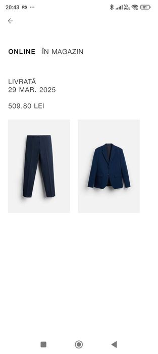 sacou + pantaloni pentru baieti elevi de clasa a-8-a ,brand ZARA